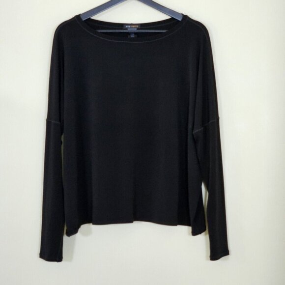 Eva Varro Top Womens XL Black LS Round Neck Oversized Slouchy Goth Witchy Flaw - Picture 1 of 12